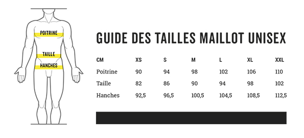 Guide tailles maillot cycling unisex